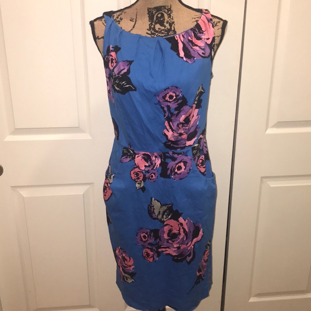 Nine West colorful floral cotton sheath dress.